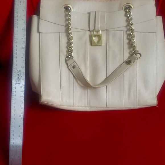 Betsey Johnson Nude Handbag w/ gold chain accent handles - Picture 1 of 4